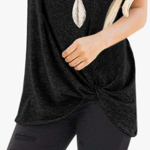 Womens Summer Tank Tops Twist Knot Casual Sleeveless Shirts Blouses Loose Fit